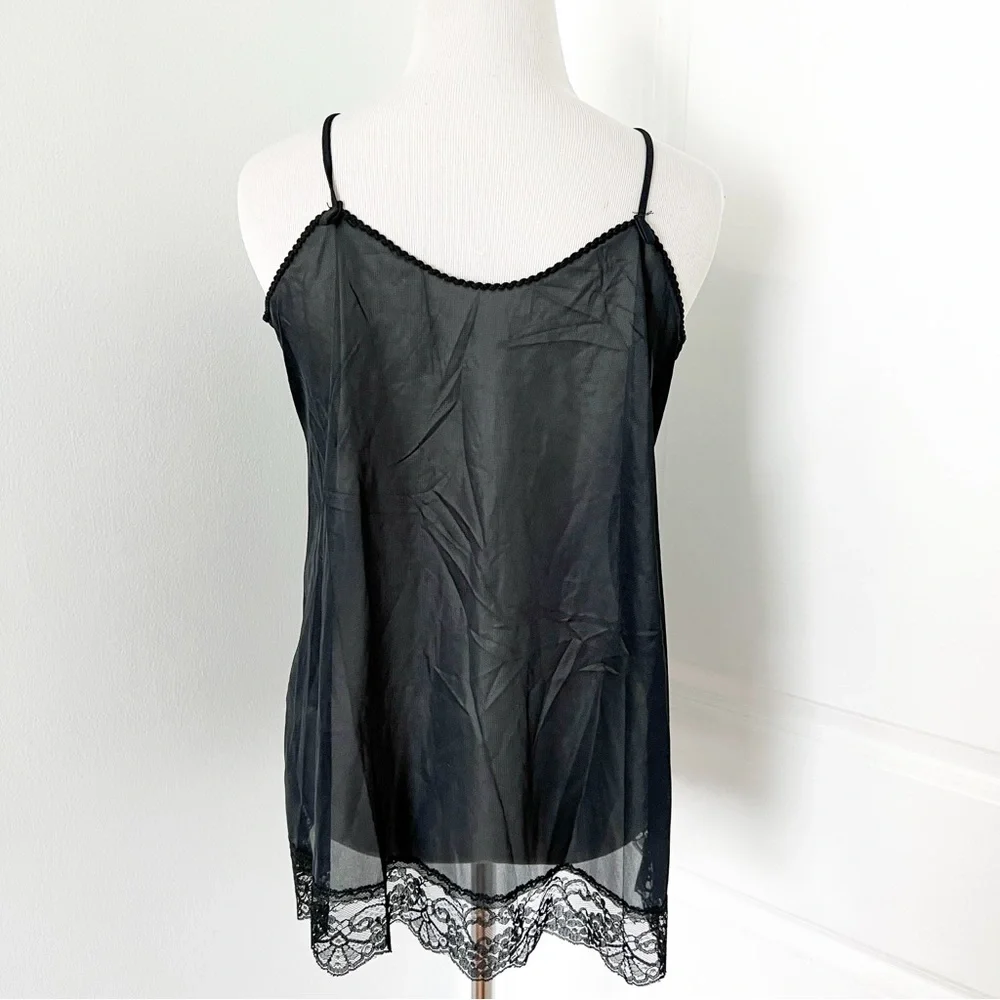 Vintage Elegant Black Lace Tie Front Camisole Top - Medium - Picture 3 of 5